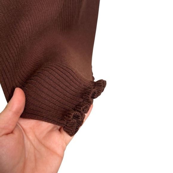 House of Harlow 1960 Chocolate Brown Ribbed Knit Sweater Midi Dress Size Large - Picture 9 of 11